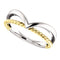 Negative Space Rope Trim and Curved 'V' Ring, Rhodium-Plated 14k White and Yellow Gold, Size 4.25