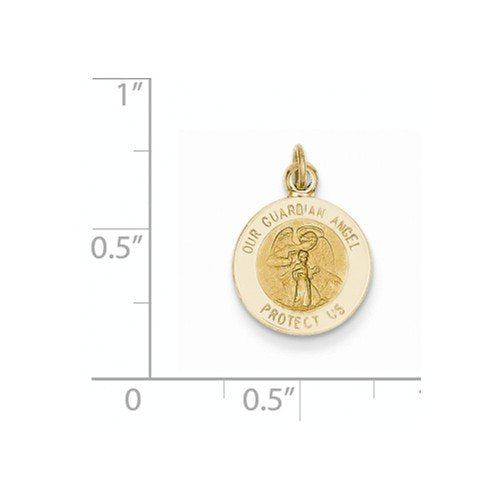 14k Yellow Gold Guardian Angel Medal Pendant (17X12MM)