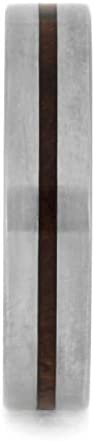 Ironwood Burl, Matte Titanium 5mm Comfort-Fit Deer Antler Sleeve Wedding Band, Size 16