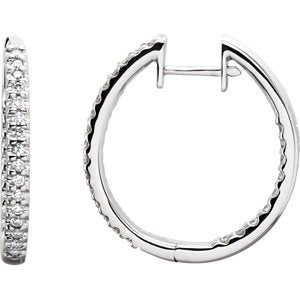 Diamond Inside-Outside Hoop Earrings, 14K White Gold (1/2 Ctw, Color G-I , Clarity I1 )