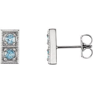 Aquamarine Two-Stone Earrings, Sterling Silver