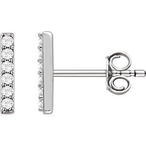 Diamond Vertical Bar Earrings, Rhodium-Plated 14k White Gold ( 1/10 Ctw, Color H+, Clarity I1)