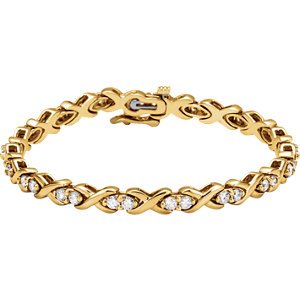 Cubic Zirconia Line Bracelet in 14K Yellow Gold, 7"