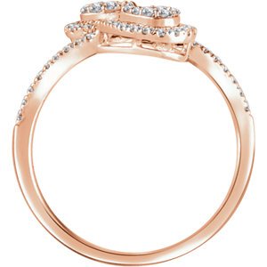 Diamond Double Pear Cluster Ring, 14k Rose Gold, Size 7 (0.375 Ctw, H+ Color, I1 Clarity)