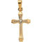 Womens 14k Yellow Gold Diamond Cross Pendant (.01 Ct, G Color, SI2 Clarity)