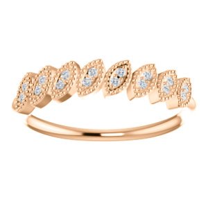 Slim-Profile Diamond Leaf Ring, 14k Rose Gold (1/8 Ctw, Color GH, Clarity I ), Size 6