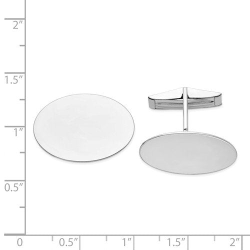 Rhodium-Plated 14k White Gold Oval Cuff Links, 17X23MM