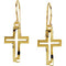 14k Yellow Gold Cross Fish Earrings