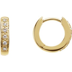 Diamond Hoop Earrings, 14k Yellow Gold (1/10 Ctw, Color GH, Clarity SI1)