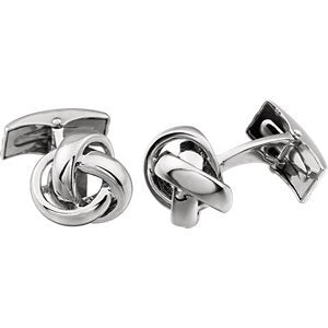 Mirror Polished Love Knot 14k Yellow Gold Cuff Links, 14MM