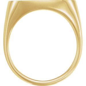 Men's Closed Back Signet Semi-Polished 10k Yellow Gold Ring (20mm) Size 11