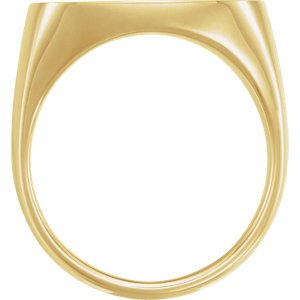 Men's Signet Semi-Polished 14k Yellow Gold Ring (20mm) Size 11