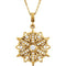 Diamond Vintage-Style Starburst 14k Yellow Gold Pendant Necklace, 18" (1/3 Cttw)