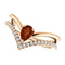 Mozambique Garnet Pear and Diamond Chevron 14k Rose Gold Ring (.145 Ctw,G-H Color, I1 Clarity)