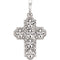 Ornate Floral-Inspired Cross Sterling Silver Pendant (17.80X13.70 MM)