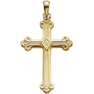 Cathedral Cross 14k Yellow Gold Pendant