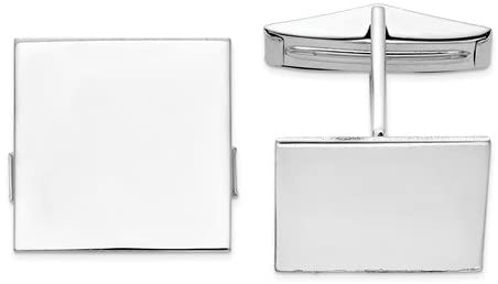 Rhodium-Plated 14k White Gold Square Cuff Links, 17MM