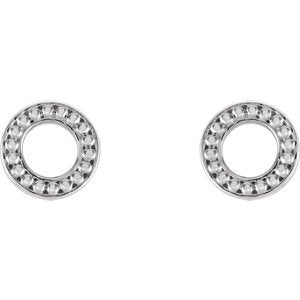 Platinum Circle Beaded Stud Earrings