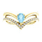 Aquamarine Pear and Diamond Chevron 14k Yellow Gold Ring (.145 Ctw, G-H Color, I1 Clarity)