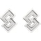 Inlaid Geometric Link Post Earrings, Rhodium-Plated 14k White Gold