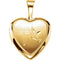 14k Yellow Gold Plated Sterling Silver Dove and Cross Heart Locket Pendant