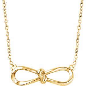 Slim-Profile Bow Necklace in 14k Yellow Gold, 18"