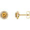 Citrine and Diamond Halo-Style Earrings, 14k Yellow Gold (4 MM) (.125 Ctw, G-H Color, I1 Clarity)