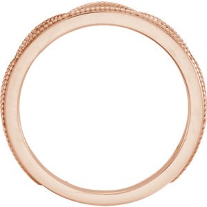 Scalloped Bead Trim 4mm Stacking Ring, 14k Rose Gold, Size 5.25