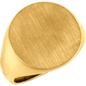 Men's 10k Yellow Gold 18mm Solid Back Round Signet Ring