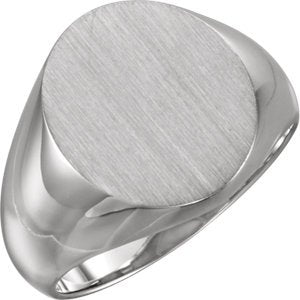 Men's Brushed Signet Semi-Polished Continuum Sterling Silver Ring (16x14mm) Size 10.25