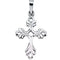 Fleur de Lis Cut-Out Cross 14k White Gold Pendant