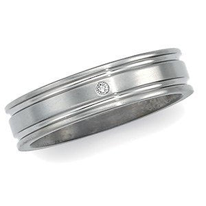 Titanium Diamond 6mm Comfort Fit Band Size 6.5 (.025 Ct. GH Color, SI1-2 Clarity)