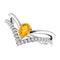 Citrine Pear and Diamond Chevron Sterling Silver Ring (.145 Ctw, G-H Color, I1 Clarity), Size 6.25