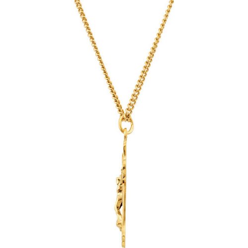 Fleur-de-Lis Crucifix 24k Gold-Plated Sterling Silver Necklace, 24" (36.7X22.2MM)