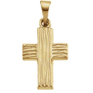 Rugged Cross Brushed 10k Yellow Gold Pendant (13X10 MM)