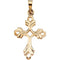 14k Yellow Gold Fleur de Lys Cut-Out Cross Pendant, 19.5MM