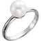 White Freshwater Cultured Pearl Solitaire Ring, Rhodium-Plated 14k White Gold (7.5-8mm) Size 7