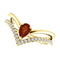 Mozambique Garnet Pear and Diamond Chevron 14k Yellow Gold Ring (.145 Ctw,G-H Color, I1 Clarity)