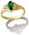 Created Emerald Marquise Bypass Ring, 10k Yellow Gold, 12k Green and Rose Gold Black Hills Gold Motif, Size 12.25