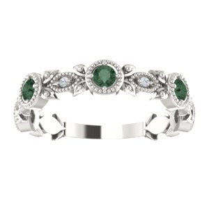 Alexandrite and Diamond Vintage-Style Ring, Rhodium-Plated Sterling Silver (0.03 Ctw, G-H Color, I1 Clarity)