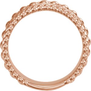 Mirror-Polished Beaded Ring, 14k Rose Gold, Size 9