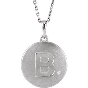 Diamond Letter 'B' Initial Sterling Silver Pendant Necklace, 18" (.005 Ct, GH Color, I2 Clarity)