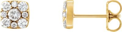 Diamond Square Cluster Earrings, 14k Yellow Gold (.5 Ctw, GH Color, I1 Clarity)