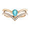 Blue Zircon Pear and Diamond Chevron 14k Rose Gold Ring (.145 Ctw, G-H Color, I1 Clarity)