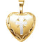 Satin-Brush Heart with Cross 14k Yellow Gold Plated Sterling Silver Locket (12.50X12.00 MM)