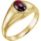 Men's Mozambique Garnet Cabochon Belcher Ring, 14k Yellow Gold