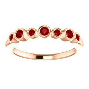 Created Chatham Ruby 7-Stone 3.25mm Ring, 14k Rose Gold, Size 7