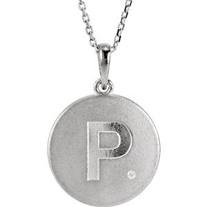 Diamond Letter 'P' Initial Sterling Silver Pendant Necklace, 18" (.005 Ct, GH Color, I2 Clarity)