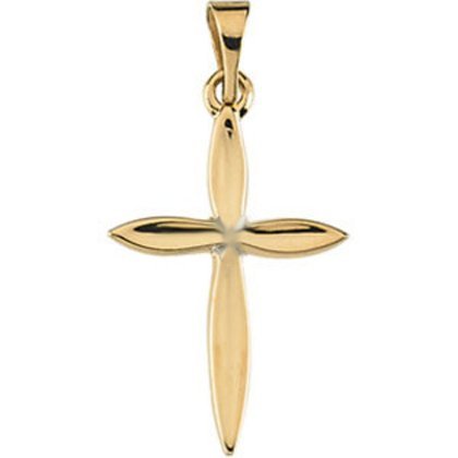 Women's Tiny Pointed Cross 14k Yellow Gold Pendant