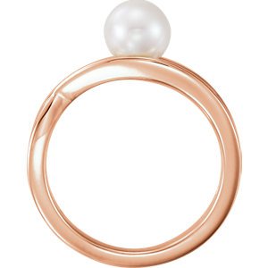 White Freshwater Cultured Pearl Solitaire Ring, 14k Rose Gold (6-6.5mm)